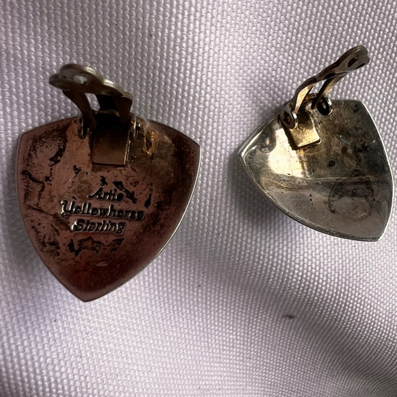 Artie Yellowhorse Sterling Silver Turquoise Native American Oval Earrings - Picture 7 of 10